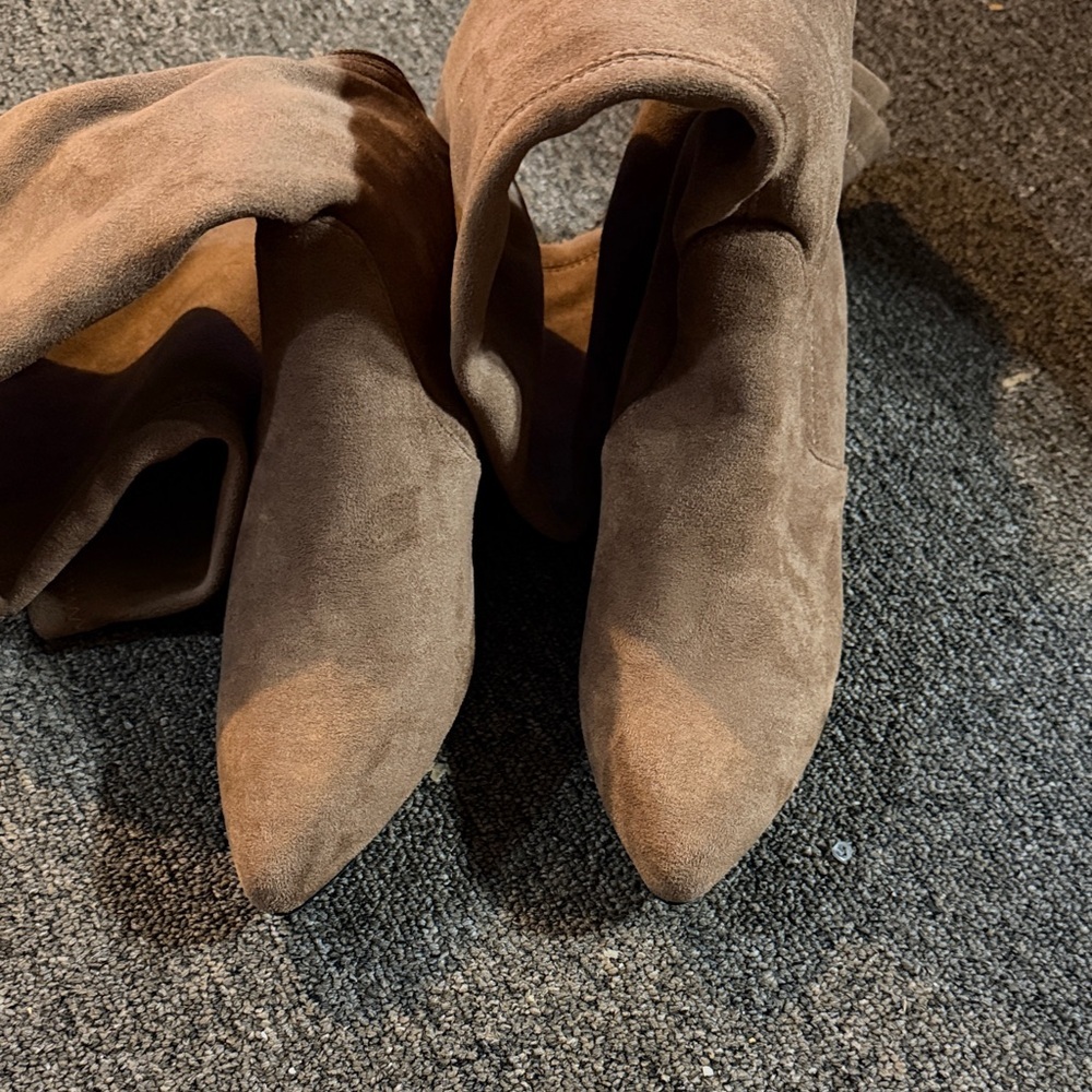 Tan Suede Women's Boots - Picture 2 of 8